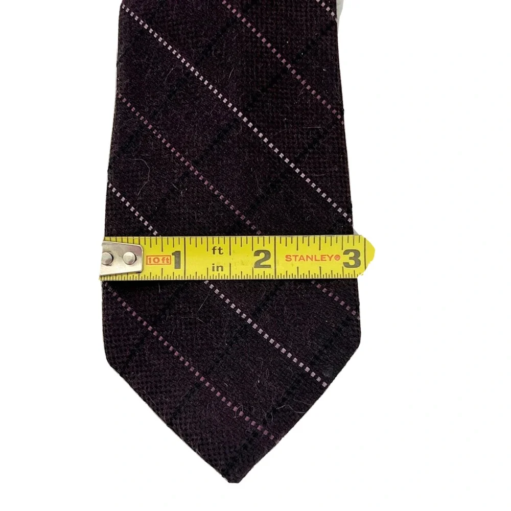 Bachrach Mens Silk Necktie Silk Blend Burgundy Diagonal Pinstripes